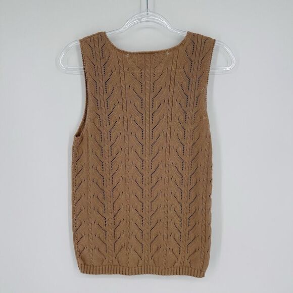 Josephine Chaus Sleeveless Knit Sweater Tank Women’s Medium Tan Lightweight - Picture 5 of 8